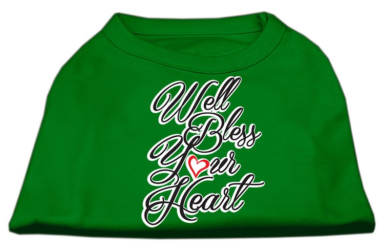 Well Bless Your Heart Screen Print Dog Shirt Green XXXL